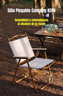 Imagen 2 del producto Silla Plegable Camping Con Bolsillo Playa Picnic Beige Kemi