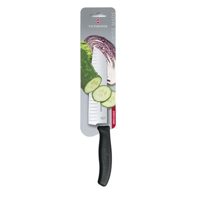 Cuchillo Santoku Swiss Classic, blister. Color Negro. Hoja 17 cm. Victorinox