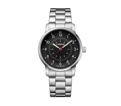 Reloj Avenue 42 mm Correa acero dial negro Wenger