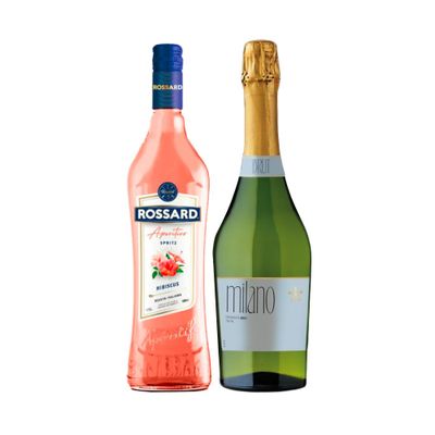 Licor Rossard Hibiscus 1000cc + Espumantes Milano Brut 750cc