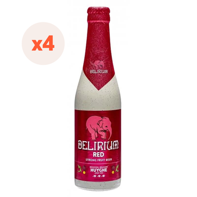 4x Cerveza Delirium Red Botellin 8° 330cc