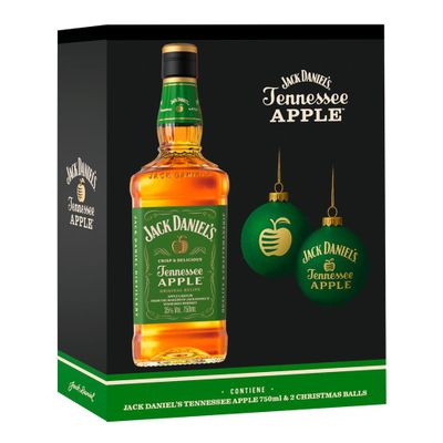 Whiskey Jack Daniels Apple 750cc + 2 Esferas Navideñas