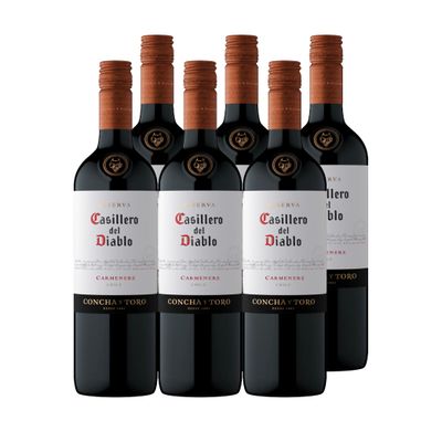 6x Vino Casillero Del Diablo Reserva Carmenere 13,5° 750cc