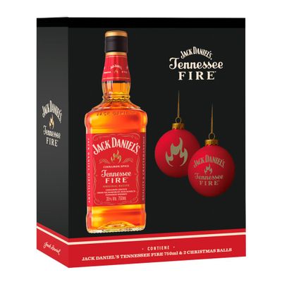 Whiskey Jack Daniels Fire 750cc + 2 Esferas Navideñas
