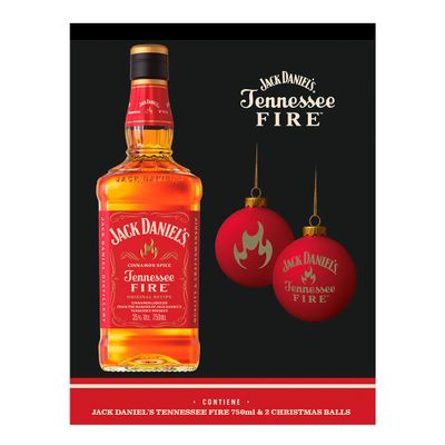 Imagen 2 del producto Whiskey Jack Daniels Fire 750cc + 2 Esferas Navideñas