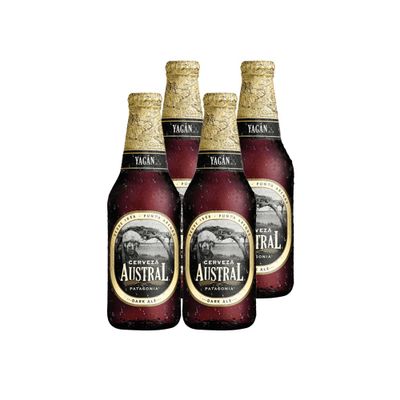 4x Cerveza Austral Yagan Dark Ale Botellín 330cc
