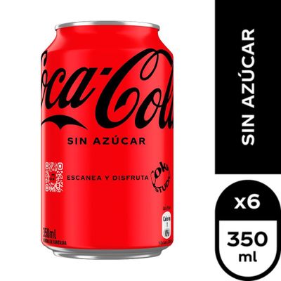 Imagen 2 del producto 6x Bebida Coca Cola Sin Azúcar Lata 350cc