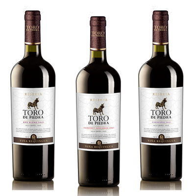 3x Mix Vinos Toro de Piedra Reserva 750cc