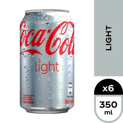 6x Bebida Coca Cola Light Lata 350cc