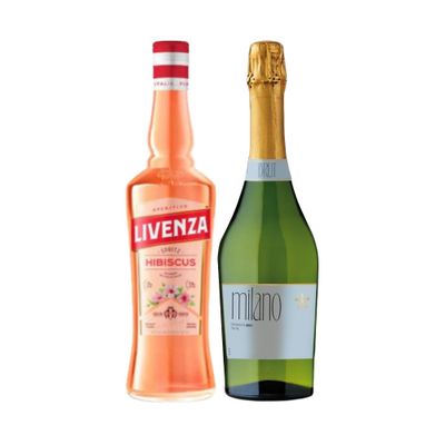 Licor Livenza Hibiscus 750cc + Espumantes Milano Brut 750cc