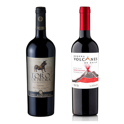 Vino Toro De Piedra Gr Carmenere + Vino Volcanes Cabernet