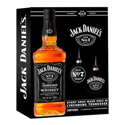 Whiskey Jack Daniels N°7 750cc + 2 Esferas Navideñas