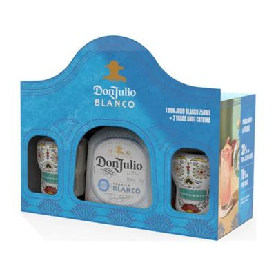 Imagen 2 del producto Tequila Don Julio Blanco 750cc + 2 Vasos Shot Catrina