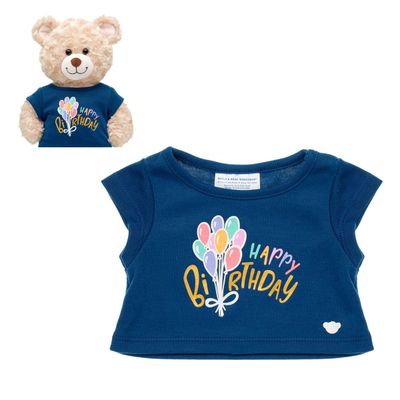 Polera Build a Bear cumpleaños azul globos