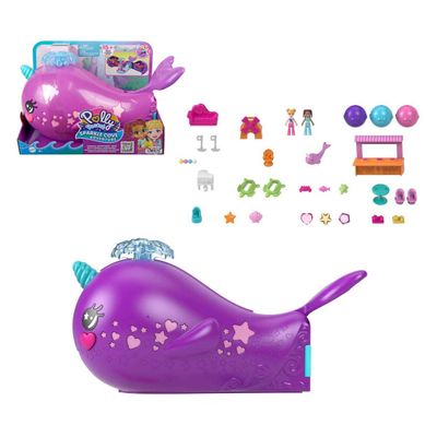 Muñeca Polly Pocket Narval mágico con barco y piscina