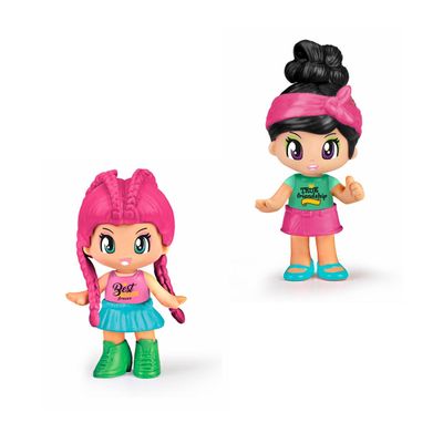 PACK 2  MEJORES AMIGAS - CABELLO NEGRO Y CABELLO ROSADO