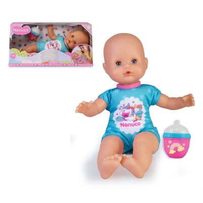 Muñeca Nenuco Biberon Y Sonajero - Enterito Azul Con Estrellas