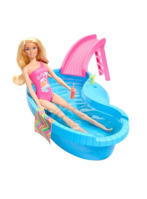 Imagen 2 del producto Muñeca Barbie set juego alberca glam con tobogán