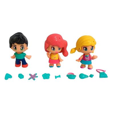 Imagen 2 del producto Muñecas Pinypon pack 3 figuras cabello negro