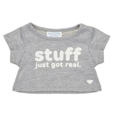 Imagen 1 del producto Polera Build a Bear gris Stuff Just Got Real para peluche