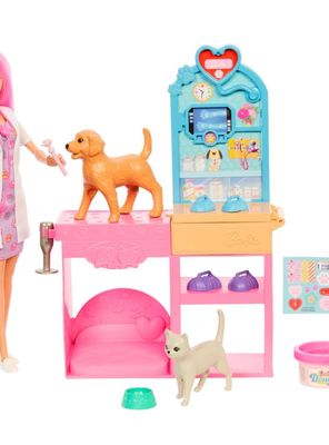 Barbie profesiones set veterinaria con mascotas y accesorios
