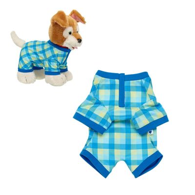 Pijama escocés azul Build a Bear clásico para peluche