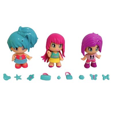 Imagen 2 del producto Muñecas Pinypon pack 3 figuras cabello azul