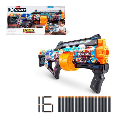 LANZA DARDOS MENACE SKINS MODERN SONIC CON 16 DARDOS X-SHOT