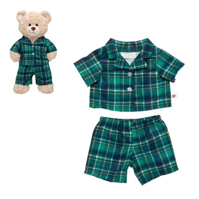 Pijama Build a Bear escocés verde colección peluche