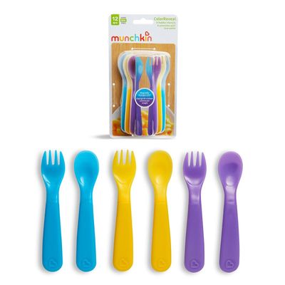 Set de tenedor y cucharas Munchkin que cambian de color
