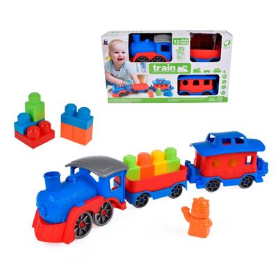 Tren preescolar Ansaldo tres carros y bloques de colores