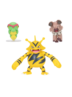 Pokémon Battle Figura Pack 3 Caterpie Rockruff Y Electabuzz