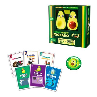 Juego de mesa Throw Throw Avocado cartas y avocados blandos