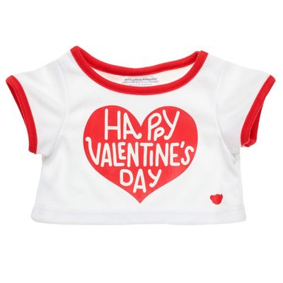 Camiseta Build a Bear corazón San Valentín roja y blanca