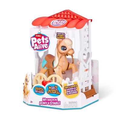 Imagen 2 del producto Peluche Pony Mágico Pets Alive con establo y accesorios