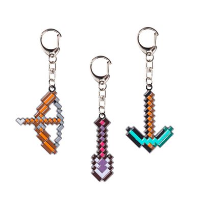 PACK DE 3 FIGURAS LLAVERO METALICO MINECRAFT - PALA