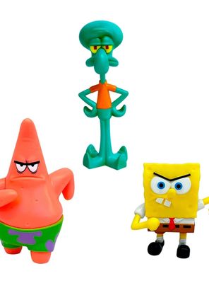 Pack 3 Figuras 5 Cm En Blister Bob Esponja - Calamardo