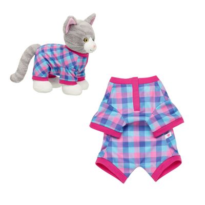 Pijama escocés rosado Build a Bear clásico para peluche