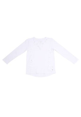 Imagen 2 del producto Polera Aplicación Flores Algodón Invierno Niña Blanco
