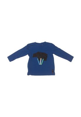 Polera Niño Manga Larga Estampada Azul Pillin
