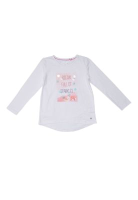 Polera Manga Larga Niña Blanco Pillín