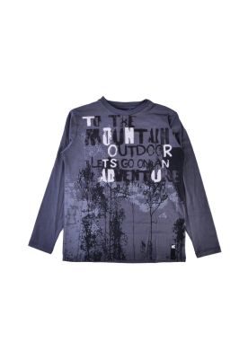 Polera Manga Larga Niño Gris Oscuro Pillin