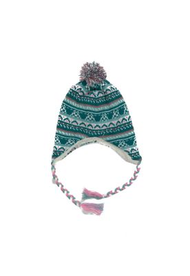 Gorro Bebé Niña Orejeras Y Pompón Turquesa Pillin