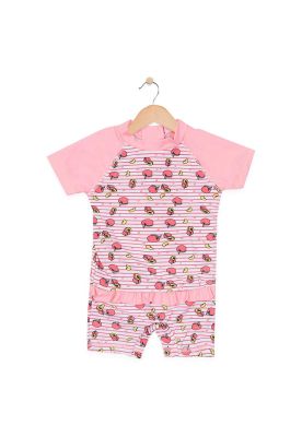 Mameluco Uv Bebé Algodón Verano Niña Rosado