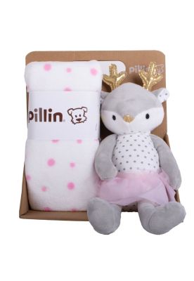 Set Peluche Manta Venado Bebé Niña Melange Pillin
