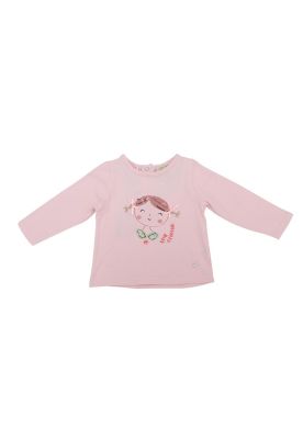 Polera Manga Larga Bebé Niña Rosado Pillin