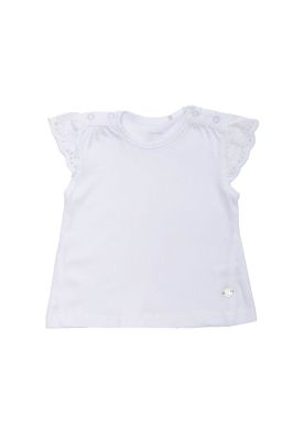 Polera Manga Corta Bebe Niña Blanco Pillin