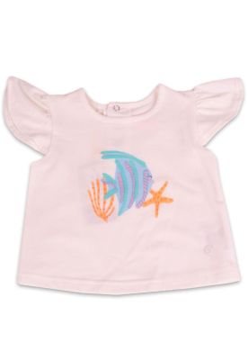 Polera Manga Corta Bebe Niña Blanco Pillin