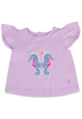 Polera Manga Corta Bebe Niña Lila Pillin
