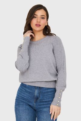 Sweater Básico Perlas Gris Nicopoly